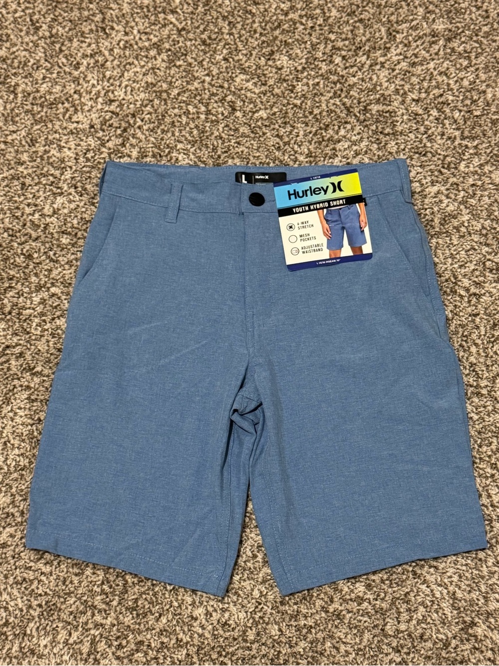 Hurley Youth Hybrid Shorts Blue Size Large (14/16) NWT Stretch Performance